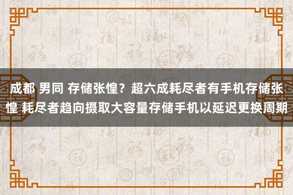 成都 男同 存储张惶？超六成耗尽者有手机存储张惶 耗尽者趋向摄取大容量存储手机以延迟更换周期